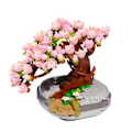 Miniatyrbild 1 av 5: Desktop Bonsai Evig Blomma Rosa Sakura Körsbärsträd Kruka Växt 3D Modell Gör-det-själv Mini block tegelstenar byggnad leksak
