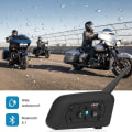 Miniatyrbilde 4 av 7: Motorsykkel Bluetooth Hjelm Intercom Headset 1200M Intertelefon for 6 Riders Vanntett Musikk spiller