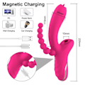 Miniatyrbild 5 av 8: 3 i 1 Klit Sucker Dildo Vibrator för Kvinnor Klitoris G Fläck Tunga Slickande Vacuum Stimulator Sex leksaker