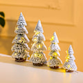 Miniatyrbillede 4 af 8: Tårn Shaped Flocked Jule Tree Mini Ceder Tree Desktop Ornament Home Jule Dekoration
