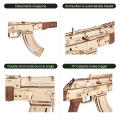 Miniatyrbillede 2 af 7: Automatisk riffel AK47 3D træ pistol sjovt gør-det-selv byggeklods legetøj