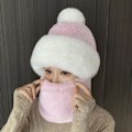 Miniatyrbilde 5 av 9: Vinter skjerf sett hette for kvinner plysj hals varm russland utendørs ski vindtett lue tykk plysj fluffy luser
