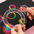 Miniatyrbild 3 av 9: 33 bitar Spirograph Design Konst Hantverk Kit Klassisk Amazing Designs Rainbow Magic Scratch