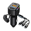 Miniatyrbild 1 av 8: USB Bil Laddare Snabb laddning QC4.0 QC3.0 FCP AFC Typ C Bil USB Snabb Laddning 3 i 1 Snabb Laddning Kabel