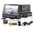 Miniatyrbilde 1 av 7: Bil DVR 3 Kameraer Full HD 1080P Dobbelt linse Bil DVR Kamera 4,0 tommers LCD Skjerm med 170 graders visning bakfra