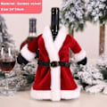 Miniatyrbillede 10 af 11: Jul vin flaske cover sæt nisse snemand vævet vin flaske poser til julefest middag bord pynt