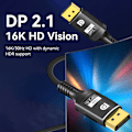 Miniatyrbild 4 av 6: 16K DP 2.1 8K@120Hz 4K@240Hz 80Gbps HDR Video Ljud Displayport Kabel Display Port