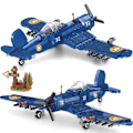 Miniatyrbillede 2 af 4: Teknisk Militær Bomber Model Bygge Klodser F4U Angreb Fly Helikopter Klodser Legetøj