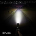 Miniatyrbillede 3 af 4: Fuldt automatisk omvendt foldning paraply med LED lommelygte vindtæt UV paraplyer