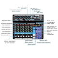 Miniatyrbild 2 av 6: Professionell Ljud Mixer 8-Channel Ljud Mixing Console A8 Support Bluetooth USB 48V Ström Gränssnitt