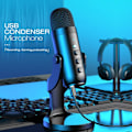 Miniatyrbild 2 av 7: USB mikrofon för PC Mac spel inspelning streaming poddsändning, dator kondensator mikrofon med telefon adapter hörlurar utgång