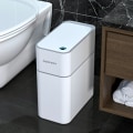 Miniatyrbild 2 av 10: Smart badrum soptunna automatisk påsar elektronisk soptunna vit beröringsfri smal smart sensor sopor bin