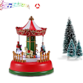 Miniatyrbillede 5 af 5: Jul landsby pynt karneval scene animeret karrusel med led lys ferie pynt C