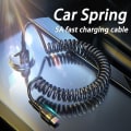 Miniatyrbilde 5 av 8: 66W 5A Rask Lading Type C kabel 3A Mikro USB Fjær Bil USB kabel