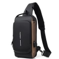 Miniatyrbillede 1 af 8: Multifunktion Patent Læder Bryst Taske Mænd Vandtæt Mænd Crossbody Taske
