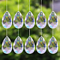 Miniatyrbilde 1 av 6: 10 stykker 28mm Riv Dråpe Krystaller Prism Sun Catcher Klar Glass Lysekrone Krystall Deler Gjør det selv Hengende Anheng Smykker Spacer Fasettert