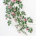 Miniatyrbilde 6 av 11: Kunstig Rose Blomster Rattan Vine Twine Og Fest Bryllup Hjem Gjerde Vegg Dekorasjon