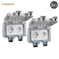 Miniatyrbilde 2 av 10: IP66 Værbestandig Støpsel Socket Vanntett Utendørs Vegg Strøm Stikkontakt 16A Dobbel EU Standard Elektrisk Uttak