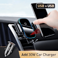 Miniatyrbilde 9 av 9: Bil telefon holder 15W QI trådløs lader for iPhone 14 13 12 11 Xiaomi bil montering infrarød rask trådløs lading