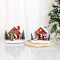 Miniatyrbilde 5 av 7: Vinter snø jul landsby jul pynt med led glød skrivebord bygg ferie pynt