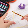 Miniatyrbild 3 av 6: 54 bitar virka nålar set virknålar kit ergonomisk stickning nålar trubba nålar stygn markör med förvaring fodral