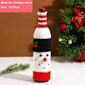 Miniatyrbillede 8 af 11: Jul vin flaske cover sæt nisse snemand vævet vin flaske poser til julefest middag bord pynt