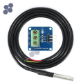 Miniatyrbild 1 av 2: Vattentät DS18B20 Temperatur Sensor (100cm) + DS18B20 Adapter Modul Kompatibel