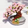 Miniatyrbild 2 av 5: Desktop Bonsai Evig Blomma Rosa Sakura Körsbärsträd Kruka Växt 3D Modell Gör-det-själv Mini block tegelstenar byggnad leksak