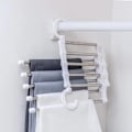 Miniatyrbillede 8 af 8: 5 I 1 Magic Bukser Rack Bøjler Rustfrit Stål Foldning Bukser Rack Slips Bøjle hylder