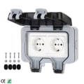 Miniatyrbilde 1 av 10: IP66 Værbestandig Støpsel Socket Vanntett Utendørs Vegg Strøm Stikkontakt 16A Dobbel EU Standard Elektrisk Uttak