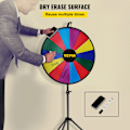 Miniatyrbillede 5 af 6: 18 tommer bordplade farve præmie hjul med foldning stativ gulv stativ 14 slots tør slet for vind fortune spinning stand spil