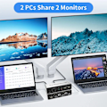 Pikkukuva 2 / 6: Kaksois näyttö HDMI DisplayPort KVM kytkin 4K 60Hz 2X2 sekoitetut tulot DP HDMI KVM kytkin