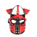 Miniatyrbild 1 av 4: Vuxna PU läder valp huva mask nyhet hund hel ansikte huvud mask lock huvudbonader med mun skydd