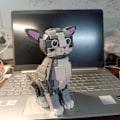 Miniatyrbillede 4 af 9: Yndig kat mini model bygning klodser ekspressive ansigter orange og sort muligheder til børnelegetøj