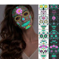 Miniatyrbilde 2 av 7: Ansikts tatovering klistremerke  Tofarget luminescens  Vann til papir  Voksne og barn  Halloween Påske jul  Rave Party