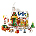Miniatyrbillede 6 af 6: Glædelig jul Hus Træ Julemand Snemand 3D Model Gør-det-selv Mini Klodse Klodser