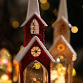 Miniatyrbilde 5 av 8: jul LED lys simulering kirke hus lysende hytte god jul pynt