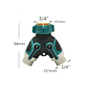 Miniatyrbilde 2 av 5: Hage Vanning Toveis Slange Splitter Kobling 3/4 Tommer Hage Kran Vann Splitter Y Conector Drypp Vanning Adapter