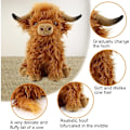 Miniatyrbilde 3 av 6: Highland Cow Fylt Dyr Plysj Leker, Realistisk Myk Køse gård leke, 10tommers myk ku plysj leke jule gave til barn