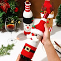 Miniatyrbillede 4 af 11: Jul vin flaske cover sæt nisse snemand vævet vin flaske poser til julefest middag bord pynt