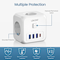 Pikkukuva 6 / 7: Wall Socket Extender 3 AC pistorasialla 3 USB portteja ja 1 tyyppi C 7-in-1 EU pistoke laturi