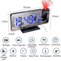 Miniatyrbilde 6 av 6: LED Digital Projeksjon Alarm Klokke Bord Elektronisk Alarm Klokke med Projeksjon FM Radio Tid Projektor
