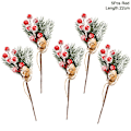 Miniatyrbilde 6 av 7: 5 stykker jul rød bær kunstig blomst furu kjegle gren jule tre pynt pynt