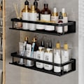 Miniatyrbillede 7 af 7: Sort Space Aluminium Toilet Rack Vægmonteret Badeværelse hylder