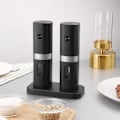Miniatyrbilde 5 av 7: LED Høy Kvalitet Automatisk Drift Oppladbar Kvern Elektrisk Salt og Pepper kvern Sett med Lading Base