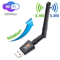 Miniatyrbilde 8 av 8: Dual Band 600Mbps USB wifi adapter 2,4GHz 5GHz WiFi med antenne