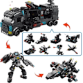 Miniatyrbild 6 av 8: SWAT polis kommando lastbil byggnad block stad helikopter tegelstenar kit pedagogiska leksaker