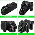 Miniatyrbilde 6 av 6: Doble kontrollere lader stasjon rask lading dokk gamepad holder base stativ
