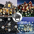 Miniatyrbillede 5 af 7: Jul Stor Dekoration Projektor Lys Snefnug Jule Fest Laser Led Stage Lys
