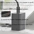 Miniatyrbillede 6 af 6: 100W Type C Dc Strøm Adapter Jack Stik USB Type C to Universal Hurtig Opladning Kabel Kabel